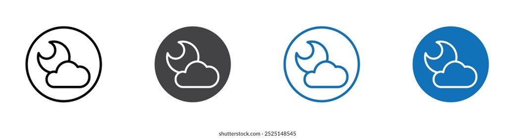 Moon cloudy icon Isolated on white background vector set