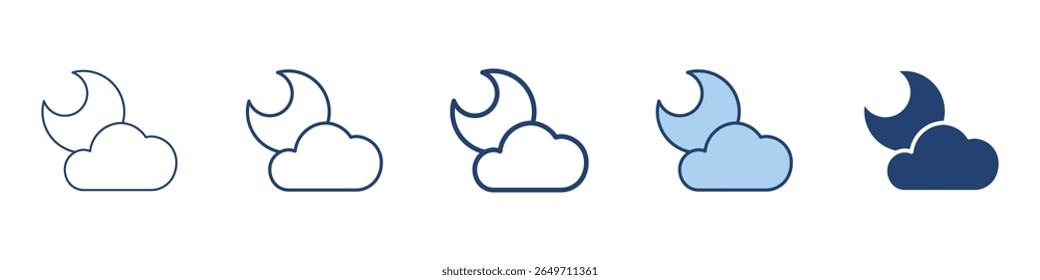 Moon cloudy icon Symbol set collection