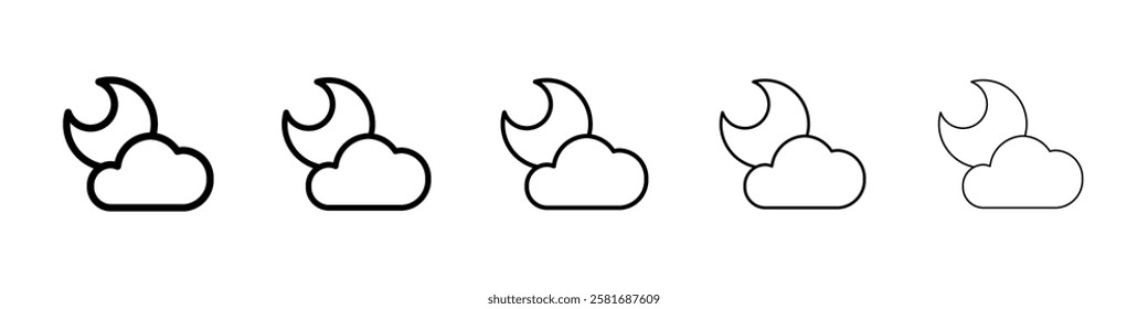 Moon cloudy icon Vector logo sign
