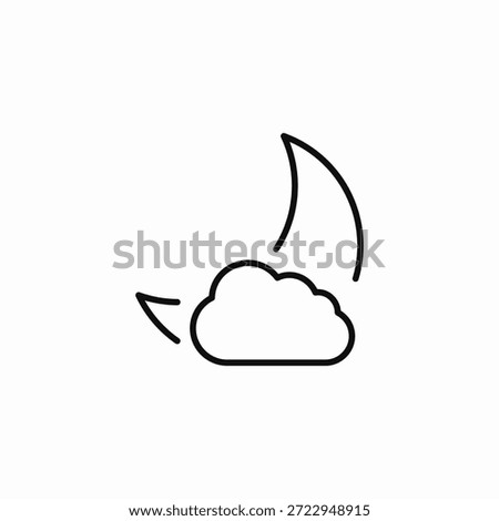 moon cloudy windy icon sign vector