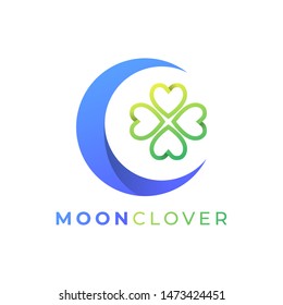 moon clover logo design template,heart shapes