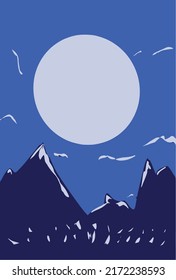 vector de paisaje de nigjt de color de luna