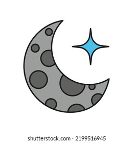 Moon colored icon. Simple color element illustration. Moon concept outline symbol design from Cosmos set. Can be used for web and mobile on white background