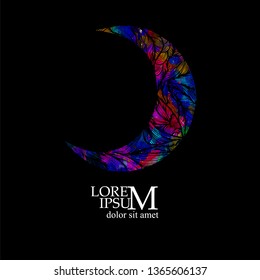 The moon is colored. Symbol of ramadan. Vector