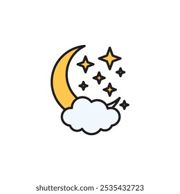Icono de Vector de color de luna sobre fondo blanco