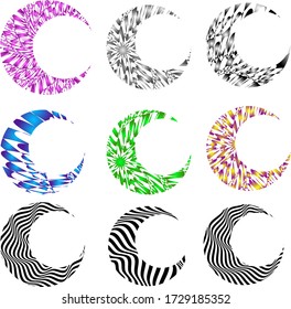 moon colorful objects with bright texture on a white background design and creative concept