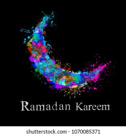 The moon is colorful. Ramadan Kareem.Vector