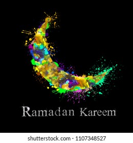 The moon is colorful. Ramadan Kareem.Vector