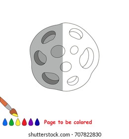 Moon, the coloring book to educate preschool kids with easy gaming level, the kid educational game to color the colorless half by sample.