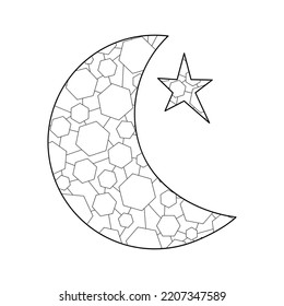 Moon coloring page. Space planets and stars. Vector illustration