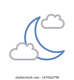 moon colour line vector icon