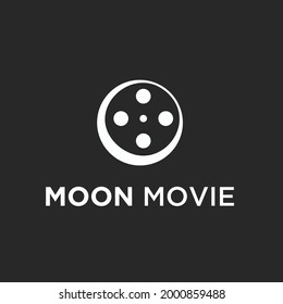 moon combination with movie cinema logo design vector illustration