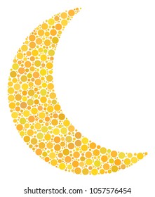 Moon composition of filled circles in different sizes and color tinges. Round dots are united into moon vector illustration. Vector illustration.