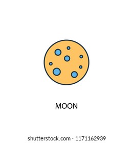 moon concept 2 colored line icon. Simple yellow and blue element illustration. moon concept outline symbol design from space exploration set