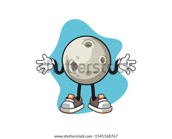 Moon confused\
cartoon. Mascot Character\
vector.
