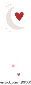 Moon constellation icon with stars in the form of hearts Love great for Valentine's Day, March 8
