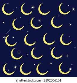 Moon Constellation Vector Art . Galaxy Symbol. Stars and Moon.
