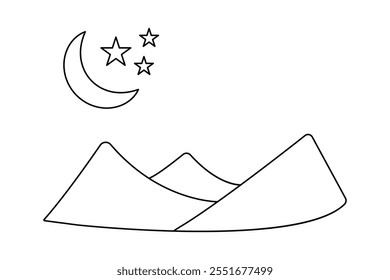 Moon continuous one line art drawing of isolated outline vector illustration