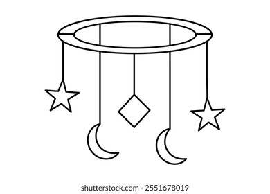 Moon continuous one line art drawing of white background 