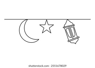 Moon continuous one line art drawing of white background 