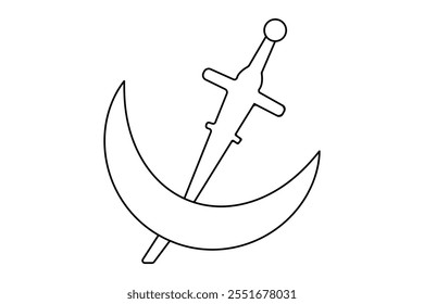 Moon continuous one line art drawing of white background 