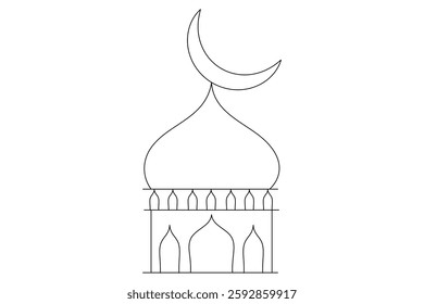 Moon Continuous one line art drawing  of outline line vector illustration 