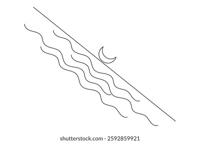 Moon Continuous one line art drawing  of outline line vector illustration 