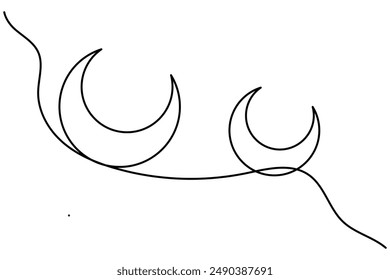 Moon continuous one line drawing of moon outline vector icon