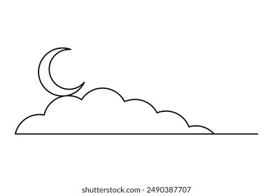 Icono de Vector de contorno de luna continuo de una línea