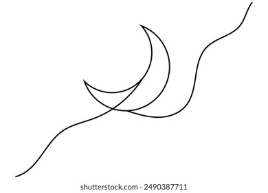 Moon continuous one line drawing of moon outline vector icon