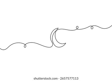 Desenho de uma linha contínua da Lua e ilustração de vetor de contorno de estilo minimalista