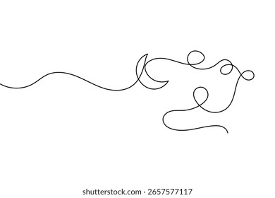 Moon continuous one line drawing and minimalist style isolate outline vector illustration