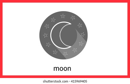 Moon contour outline vector icon. Astronomy linear pictogram