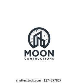 MOON CONTRUCTION LOGO DESIGN INSPIRATION - VECTOR