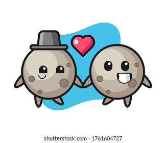 Moon couple cartoon fall in love