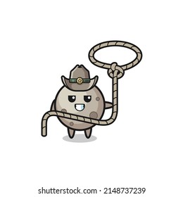 The Moon Cowboy With Lasso Rope , Cute Design