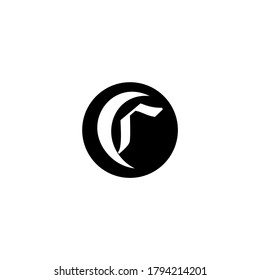 moon and cr letter vector logo initial