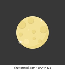 moon with crater illustration icon vector