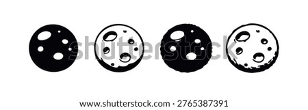 Moon or Cratered Planet Icon Set - Lunar Surface Symbols