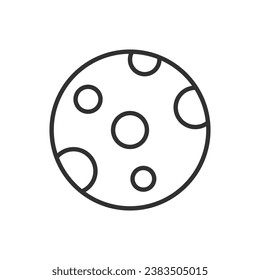 Moon and craters, linear icon. Line with editable stroke