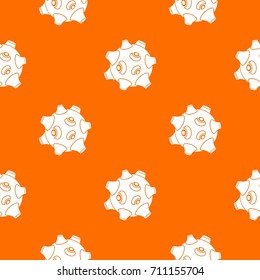 Moon with craters pattern repeat seamless in orange color for any design. Vector geometric illustration