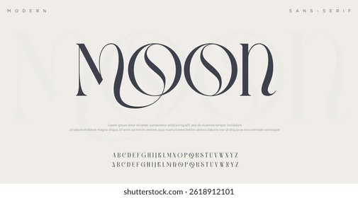 Moon Creative font. Modern abstract digital tech font. Logo creative font, type, technology, movie, digital, music, movie. Fonts and illustration in vector format.