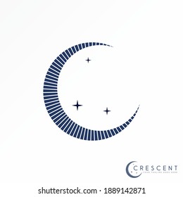 Moon or Crescent ans star with cutting line image graphic icon logo design abstract concept vector stock. Can be used as a symbol related to romance.