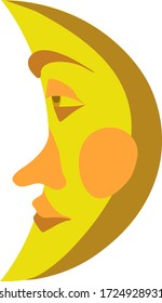 Moon crescent face. Vector image

