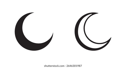 Moon and Crescent Icon Set Vector Design