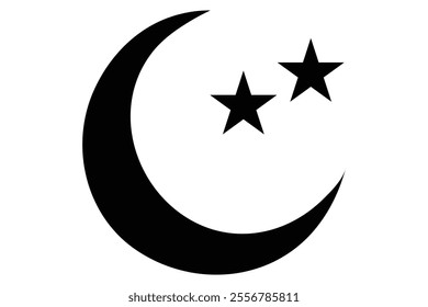 Moon crescent icon. Moon icon.  Moon silhouette vector illustration
