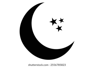 Moon crescent icon. Moon icon.  Moon silhouette vector illustration
