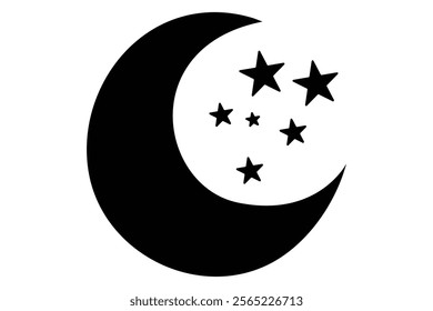 Moon crescent icon. Moon icon. Moon silhouette vector illustration
