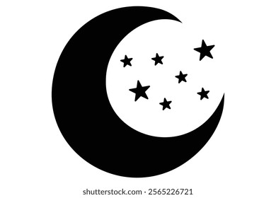 Moon crescent icon. Moon icon. Moon silhouette vector illustration
