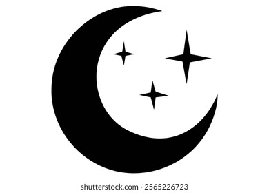 Moon crescent icon. Moon icon. Moon silhouette vector illustration
